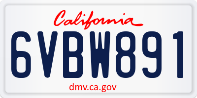 CA license plate 6VBW891