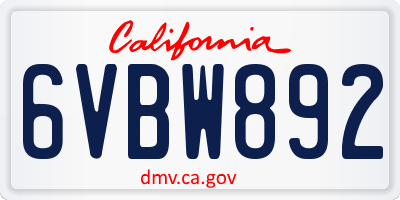 CA license plate 6VBW892