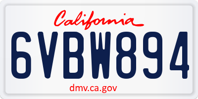 CA license plate 6VBW894
