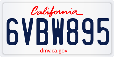CA license plate 6VBW895