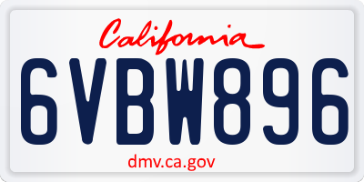 CA license plate 6VBW896
