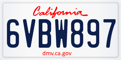 CA license plate 6VBW897
