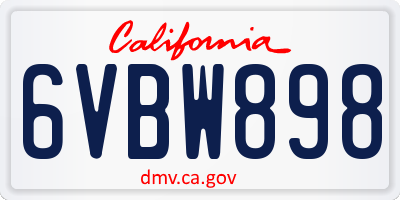 CA license plate 6VBW898