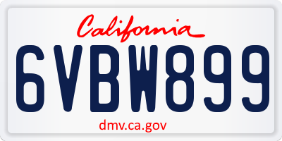 CA license plate 6VBW899