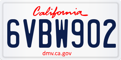 CA license plate 6VBW902
