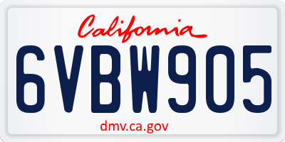 CA license plate 6VBW905