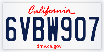 CA license plate 6VBW907