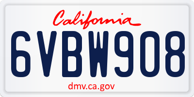 CA license plate 6VBW908