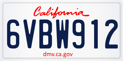 CA license plate 6VBW912
