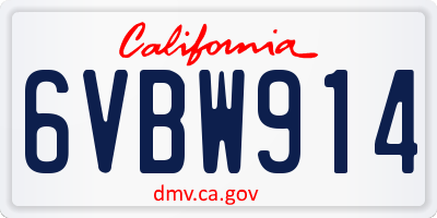 CA license plate 6VBW914