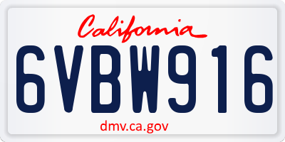 CA license plate 6VBW916