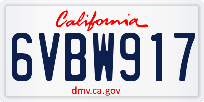 CA license plate 6VBW917