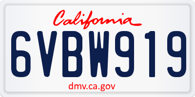 CA license plate 6VBW919