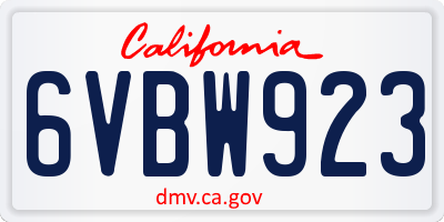 CA license plate 6VBW923