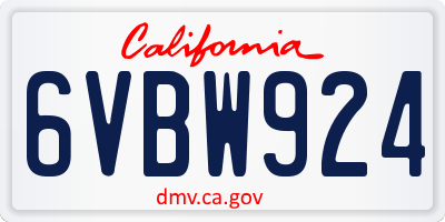 CA license plate 6VBW924