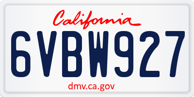 CA license plate 6VBW927