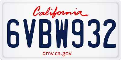 CA license plate 6VBW932