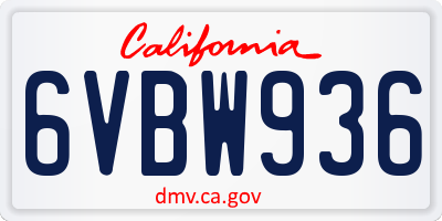 CA license plate 6VBW936