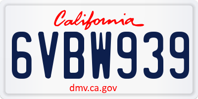 CA license plate 6VBW939