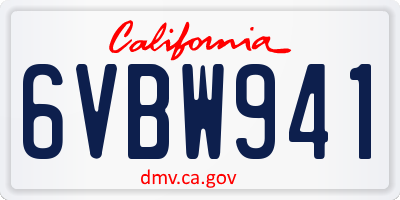 CA license plate 6VBW941