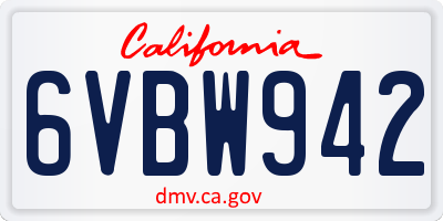 CA license plate 6VBW942