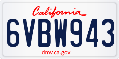 CA license plate 6VBW943