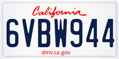 CA license plate 6VBW944