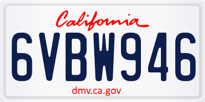 CA license plate 6VBW946