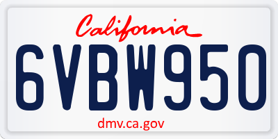 CA license plate 6VBW950