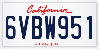 CA license plate 6VBW951