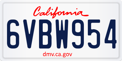 CA license plate 6VBW954