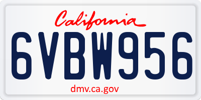 CA license plate 6VBW956