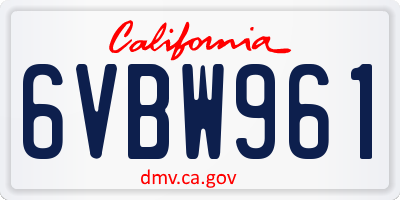 CA license plate 6VBW961
