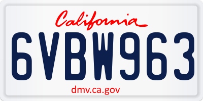 CA license plate 6VBW963