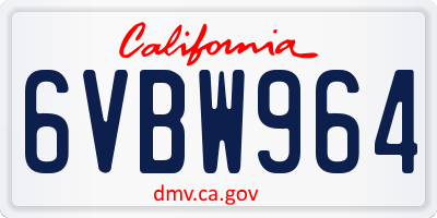 CA license plate 6VBW964