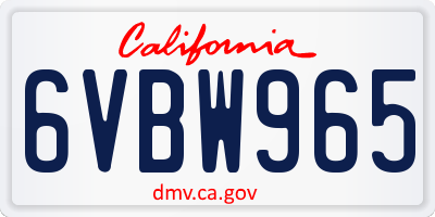 CA license plate 6VBW965