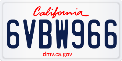 CA license plate 6VBW966