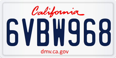 CA license plate 6VBW968