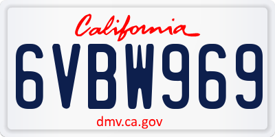 CA license plate 6VBW969