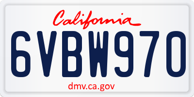 CA license plate 6VBW970