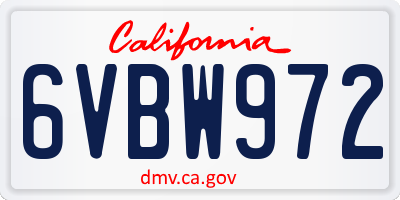 CA license plate 6VBW972