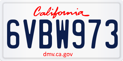 CA license plate 6VBW973