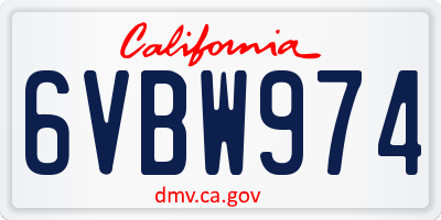 CA license plate 6VBW974