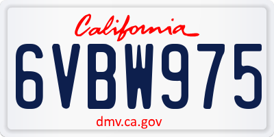 CA license plate 6VBW975