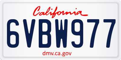 CA license plate 6VBW977