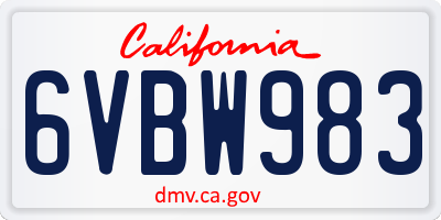 CA license plate 6VBW983