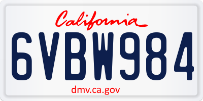 CA license plate 6VBW984