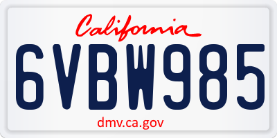 CA license plate 6VBW985