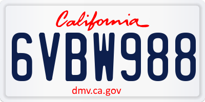 CA license plate 6VBW988