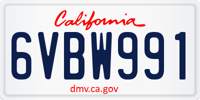 CA license plate 6VBW991